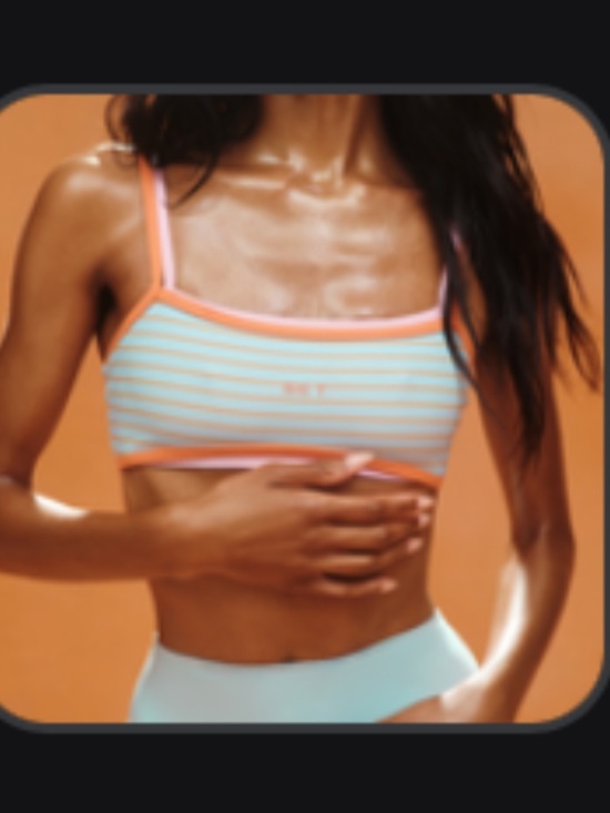 SET Active Other - SET Active Striped Light Blue & Coral Sports Bralette